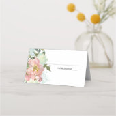 エッグシェルとくすんだピンクの花嫁席次カード プレイスカード (正面)