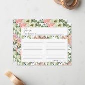 エッグシェルと淡紅色の花柄 ウェディングレシピカード ノートカード (正面/裏面インサイチュ)