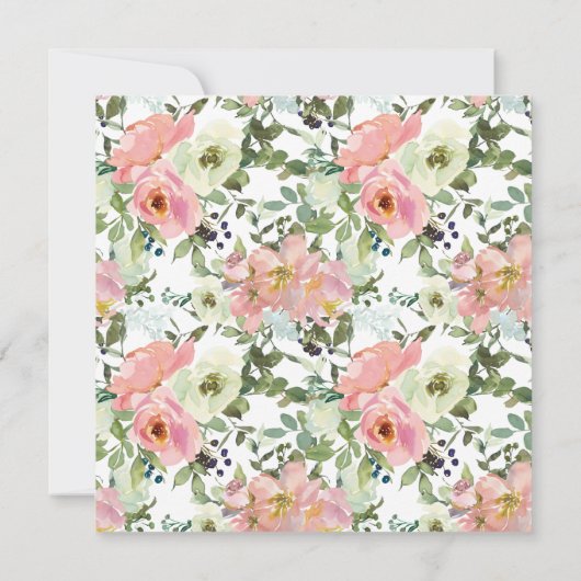 エッグシェルと赤面フローラブライダルシャワー招待 招待状 (裏面)