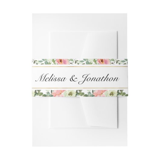 エッグシェルと赤面フローラ結婚式招待状インビ 招待状ベリーバンド (正面例)