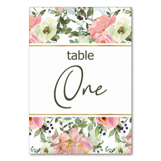 エッグシェルピンク赤面結婚フローラのテーブル番号 テーブルナンバー (正面)