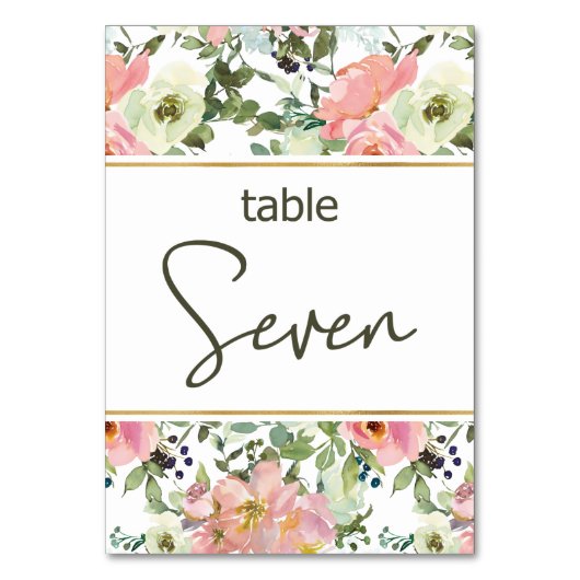 エッグシェルピンク赤面結婚フローラのテーブル番号 テーブルナンバー (裏面)