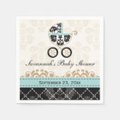 エッグシェルブルーダマスクのキャリッジ赤ちゃんシャワー スタンダードカクテルナプキン (正面)