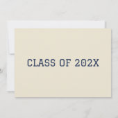 エッグシェル/ネイビーブルー卒業キャップ卒業証書 招待状 (裏面)