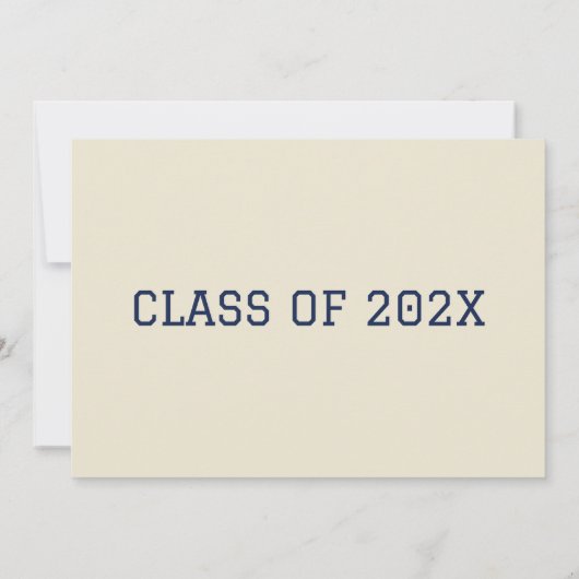 エッグシェル/ネイビーブルー卒業キャップ卒業証書 招待状 (裏面)