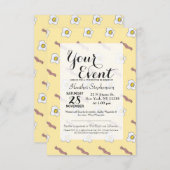 エッグスアンドベーコンブレックファーストグルメおもしろいパターン 招待状 (正面/裏面)