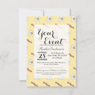 エッグスアンドベーコンブレックファーストグルメおもしろいパターン 招待状