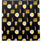 エッグス、ベーコン、ワッフルおもしろいフードマンガ シャワーカーテン (正面)