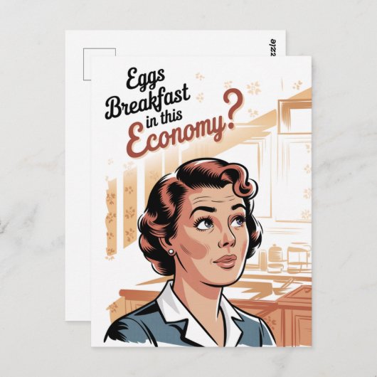 エッグズフォーブレックファーストこのエコノミーレトロウーマン ポストカード (正面/裏面)
