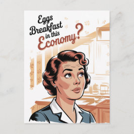 エッグズフォーブレックファーストこのエコノミーレトロウーマン ポストカード