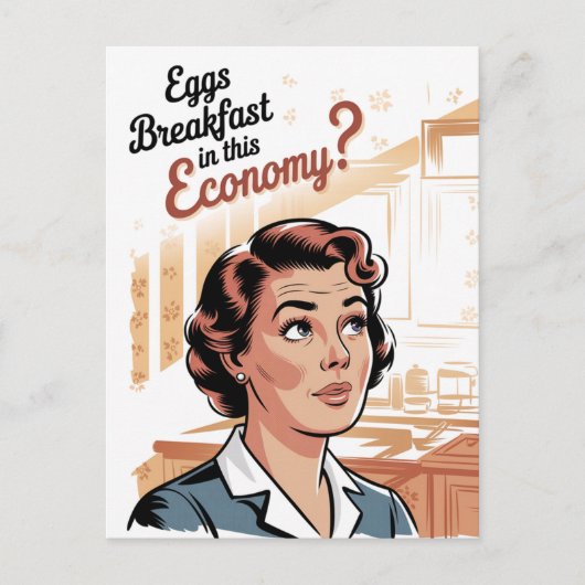 エッグズフォーブレックファーストこのエコノミーレトロウーマン ポストカード (正面)