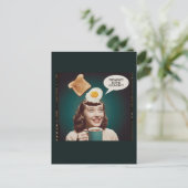 エッグズフォーブレックファーストこのエコノミーレトロウーマン ポストカード (スタンド正面)