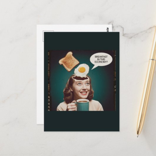 エッグズフォーブレックファーストこのエコノミーレトロウーマン ポストカード (正面/裏面インサイチュ)