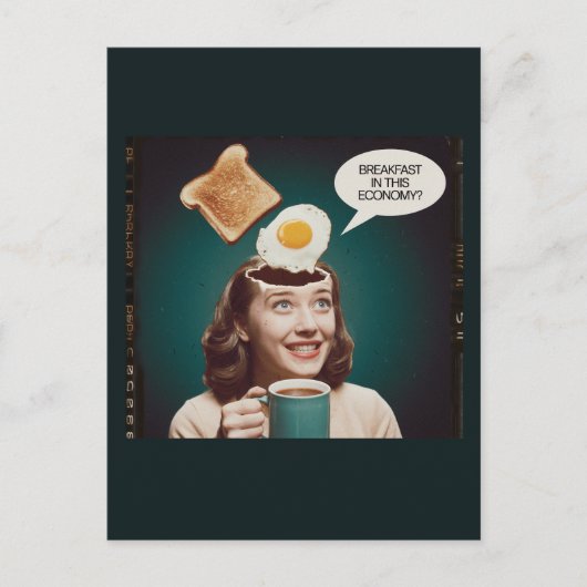 エッグズフォーブレックファーストこのエコノミーレトロウーマン ポストカード (正面)