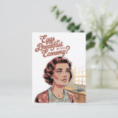 エッグズフォーブレックファーストこのエコノミーレトロウーマン ポストカード (スタンド正面)