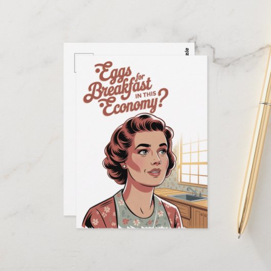 エッグズフォーブレックファーストこのエコノミーレトロウーマン ポストカード (正面/裏面インサイチュ)