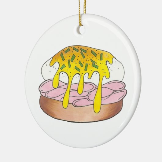 エッグズベネディクトブレックファーストディナーフードグルメハム セラミックオーナメント (左)