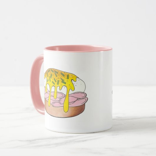 エッグズベネディクトブレックファーストディナーフードグルメハム マグカップ (正面左)