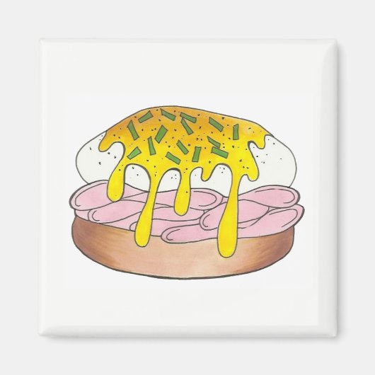 エッグズベネディクトブレックファーストディナーフードグルメハム マグネット (正面)