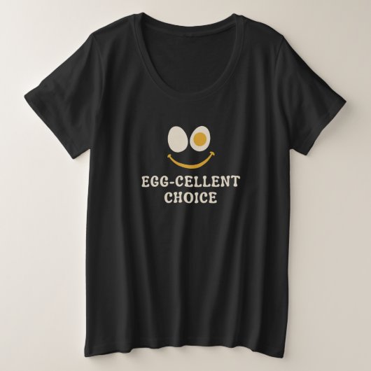 エッグセレントチョイス 面白い卵のパロディ プラスサイズTシャツ (デザイン正面)