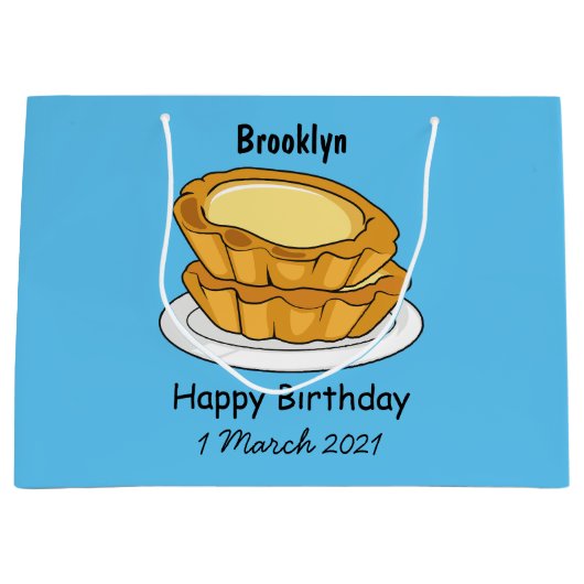 エッグタルトの漫画イラスト ラージペーパーバッグ (正面)