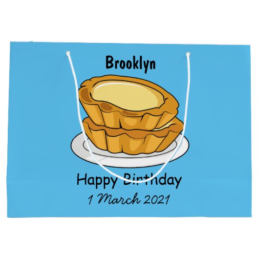 エッグタルトの漫画イラスト ラージペーパーバッグ (裏面)