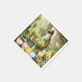 エッグナプキン付きイースターキャット スタンダードカクテルナプキン (角)