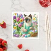 エッグナプキン付きイースターキャット スタンダードカクテルナプキン (インサイチュ)