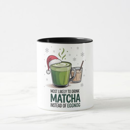 エッグノッグの代わりに抹茶を飲むクリスマス マグカップ (中央)