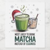 エッグノッグの代わりに抹茶を飲むクリスマス ワインラベル (シングルラベル)
