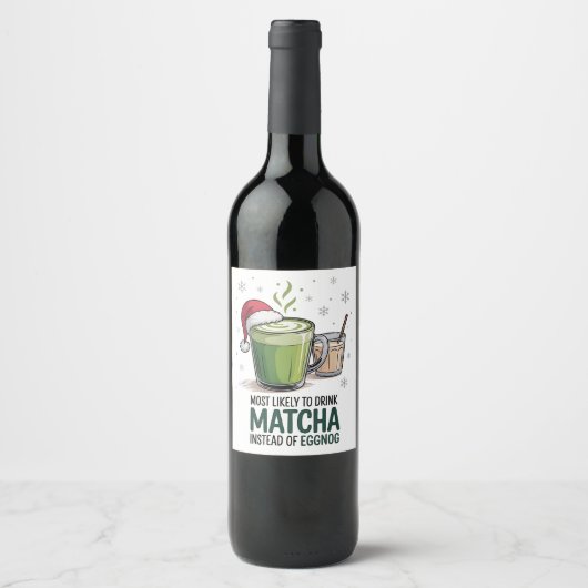 エッグノッグの代わりに抹茶を飲むクリスマス ワインラベル (正面)