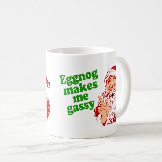 エッグノッグはサンタを屁をさせます コーヒーマグカップ (正面右)