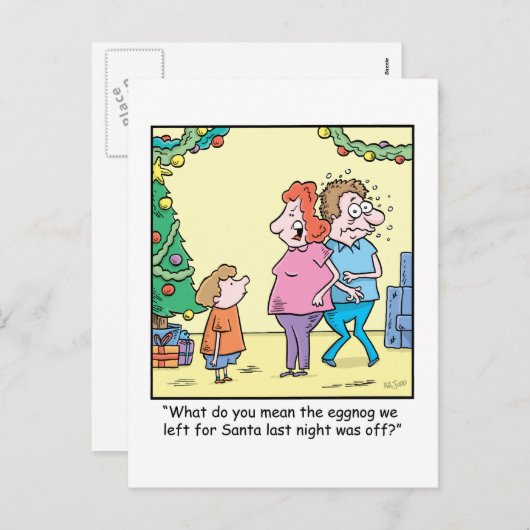 エッグノッグを離れたクリスマスの漫画 シーズンポストカード (正面/裏面)
