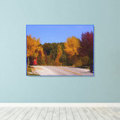 エッグハーバー、WI秋シーズンとトロリーカー キャンバスプリント (インサイチュ (ウッドフロア))