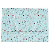 エッグバニーワイルドフラワーブルーパーソナライズされたイースター ラージペーパーバッグ (裏面)