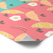 エッグフライドブレックファーストクロワッサンヴィンテージアポップ・アートのート ポスター (角)