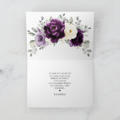 エッグプラントパープルプラムアイボリーホワイト ブライダルシャワーのお礼カード サンキューカード (内部)