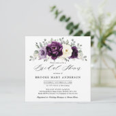 エッグプラントパープルプラムアイボリーホワイト ブライダルシャワー 招待状 (スタンド正面)
