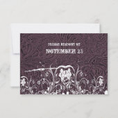 エッグプラントレザーとホワイトレース（封筒付き） 出欠カード (裏面)