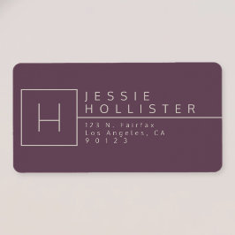 エッグプラント&シルバーさびモノグラムの差出人住所 ラベル