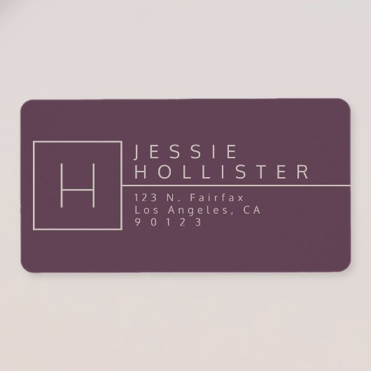 エッグプラント&シルバーさびモノグラムの差出人住所 ラベル