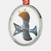 エッグヘッド予測できなデザイン メタルオーナメント (左)