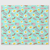 エッグベーコンソーセージ朝食フードパターン ラッピングペーパー (フラット)