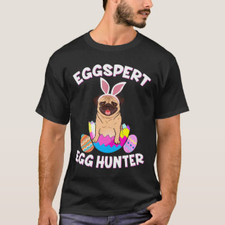 エッグ狩りのエキスパート イースター パグ 面白い Tシャツ