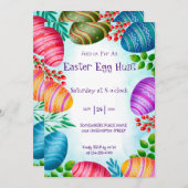 エッグ狩り招待状-おもしろい&フェスティバルイースター 招待状 (正面/裏面)