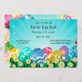 エッグ狩り招待状-おもしろい&フェスティバルイースター 招待状 (正面/裏面)