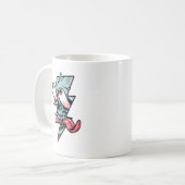 エッジおもしろいスカル顔及び稲妻形状 コーヒーマグカップ (正面左)