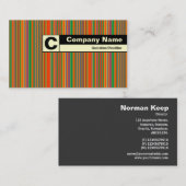 エッジのラベル付きモノグラムカラフル-ストライプ01 名刺 (正面/裏面)