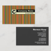 エッジのラベル付きモノグラムカラフル-ストライプ02 名刺 (正面/裏面)