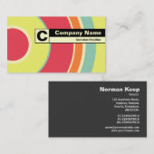 エッジのラベル付きモノグラムカラフル – 円01 名刺 (正面/裏面)